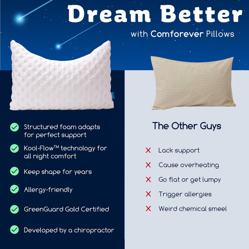 KUCEY Cooling Side Sleeper Pillow for Neck and Shoulder Pain, Luxury Shredded Memory Foam Curved Bed Pillows for Sleeping Set of 1- Adjustable Queen Size- Washable Cover Crescent White - Image 4
